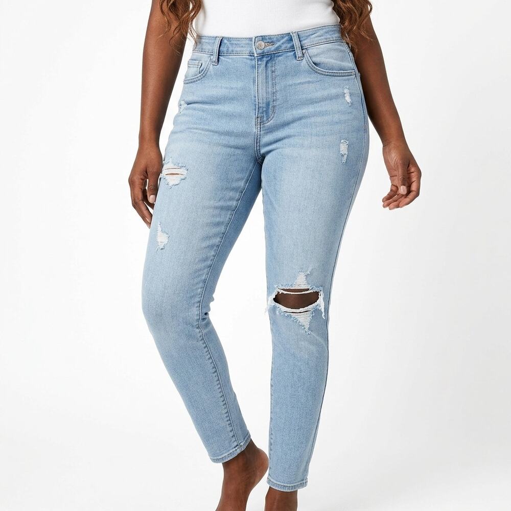 Altar'd State Blue Distressed Ripped Skinny Jeans Women See Measurements